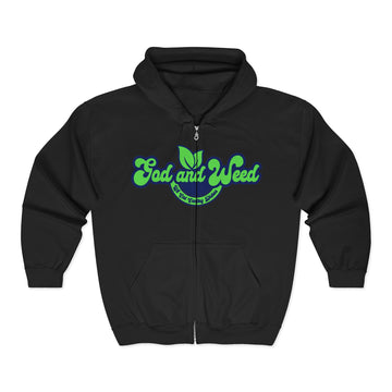 God and Weed Vintage Zip Clothing Hoodie