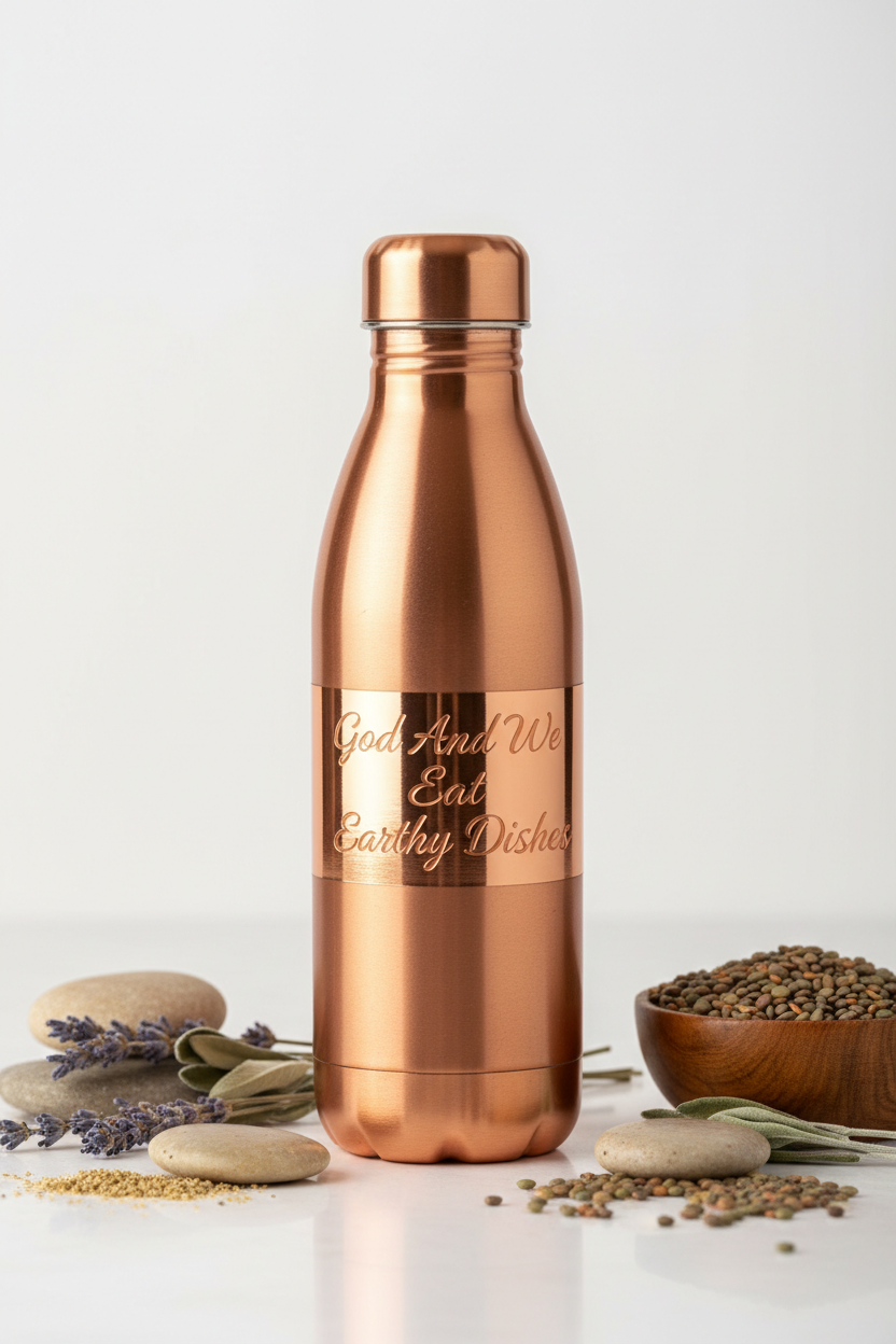 God And We Eat Earthy Dishes Copper Water Bottle